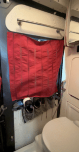 Blackout covers shoe storage on the back window