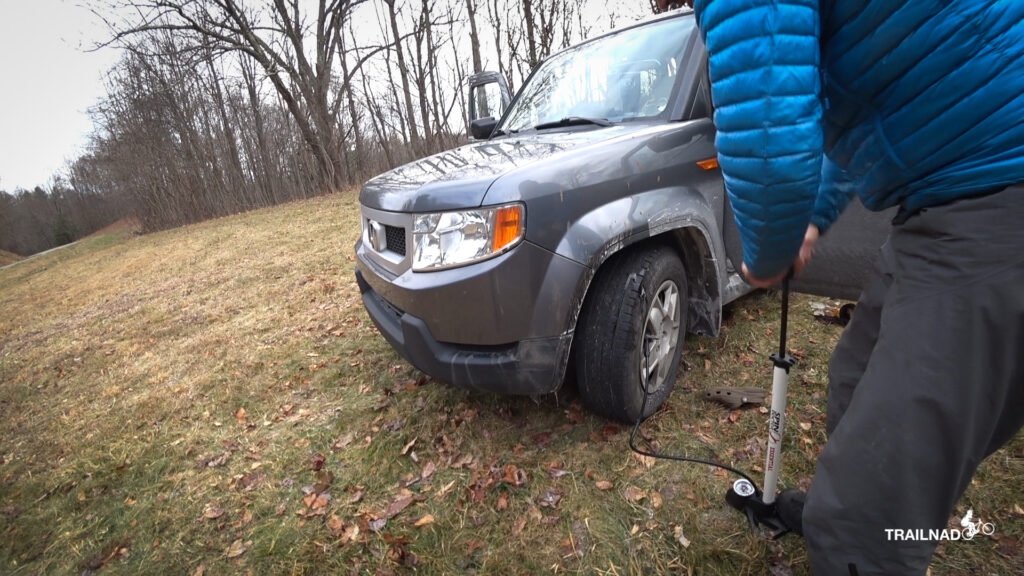 Bike Pump with Car Tire
