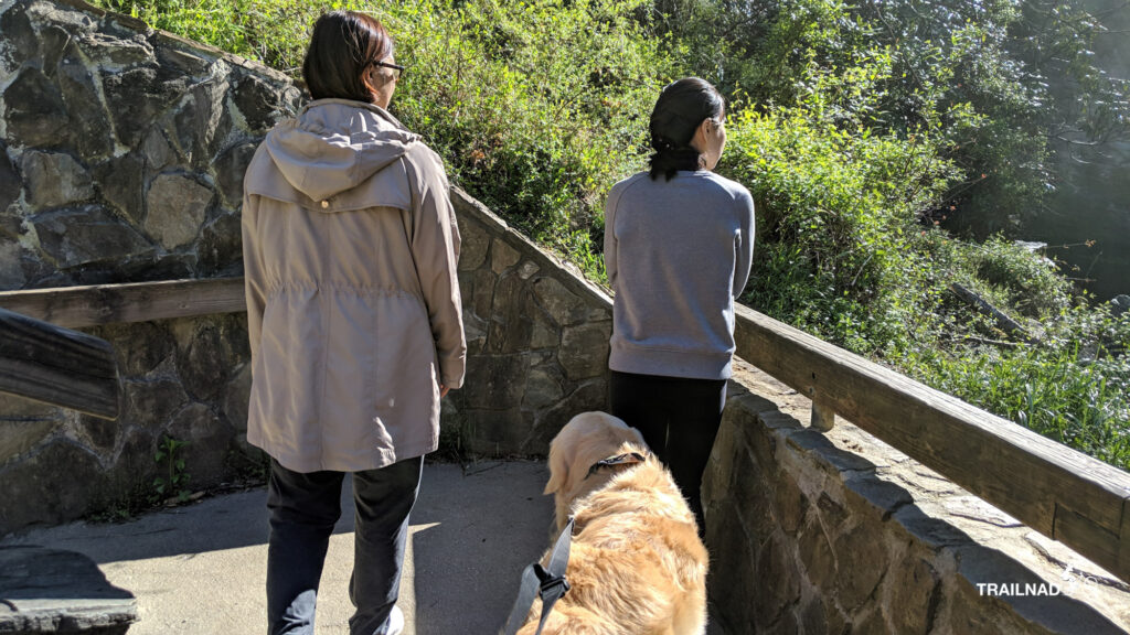 Bee, Jimmie, and Tsali at Looking Glass Waterfall