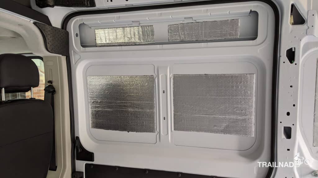 Sound deadening on sliding door of cargo van