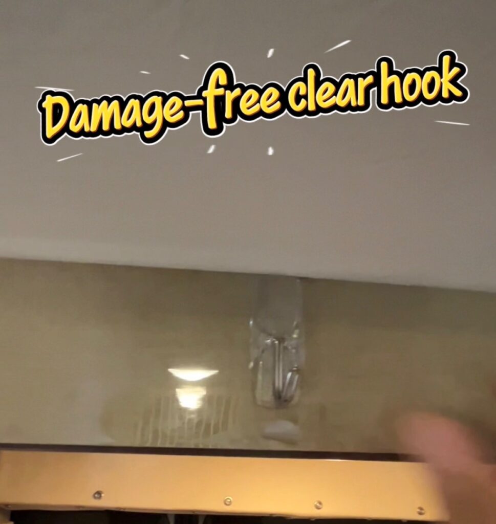 Damange-Free Clear Hook placed in the center of the entry