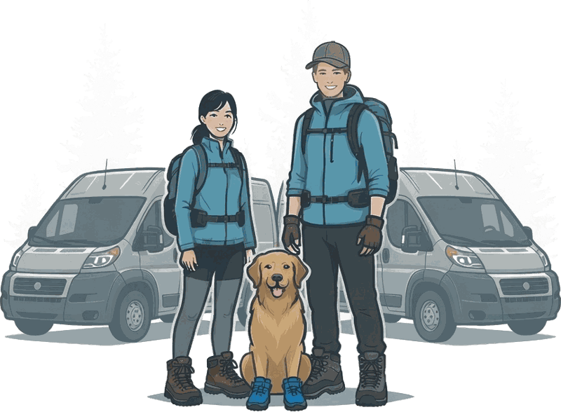 Trent, Nan and Tsali with their two vans