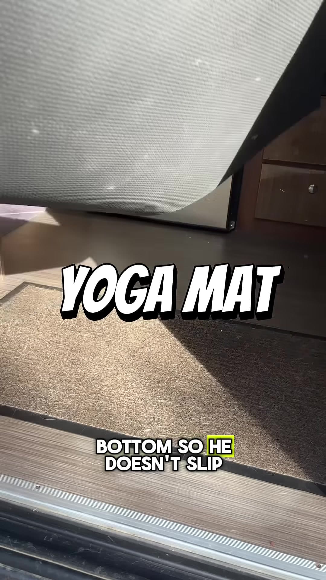 Yoga mat on a van floor